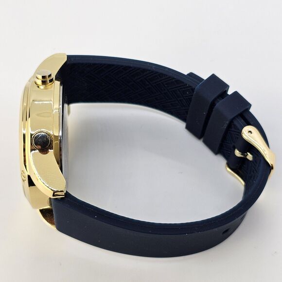 43MM Caribbean Joe Men's Digital Watch Alarm Chrono Gold Case Blue Plastic Bands - Picture 13 of 15